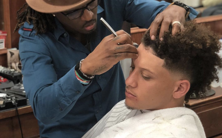 Today Patrick Mahomes said he will be flying his barber DeJaun Bonds, owner  of Purple Label Barbershop in Overland Park, Kansas to Miami, FL, to  continue his tradition of getting a haircut