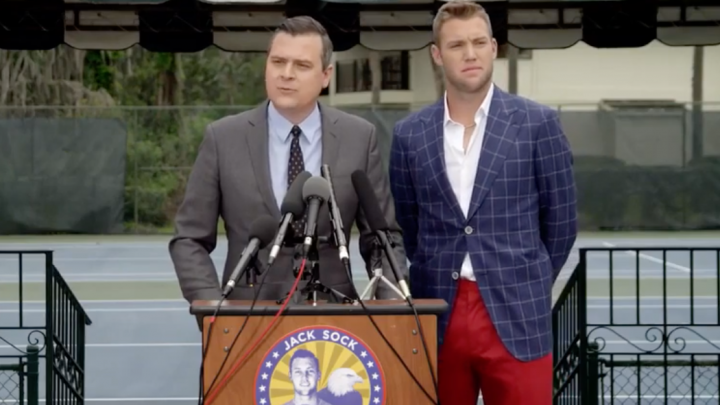 Jack Sock wearing Tom Paolini