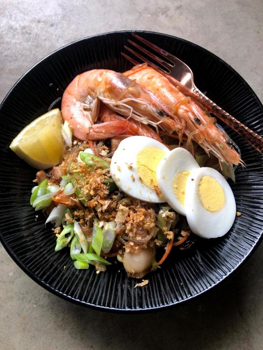 Filipino dish with shrimp and eggs