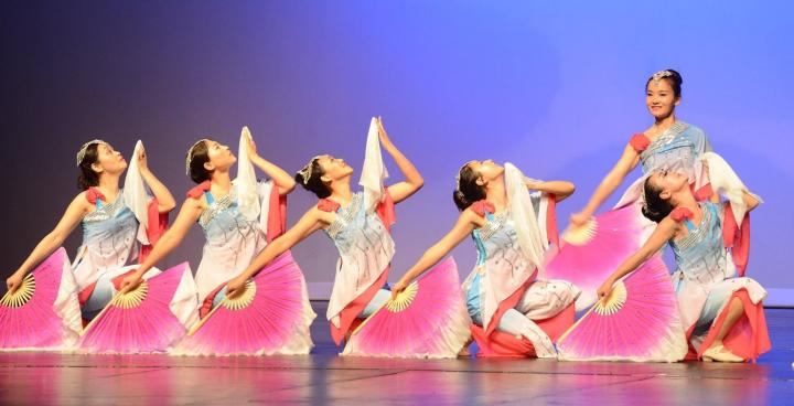 Vietnamese dance group with decorative fans